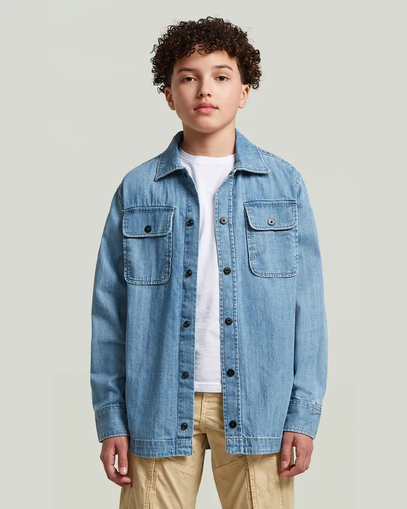 G-STAR RAW Boys GPO Overshirt - Hellblau - jungen Hellblau