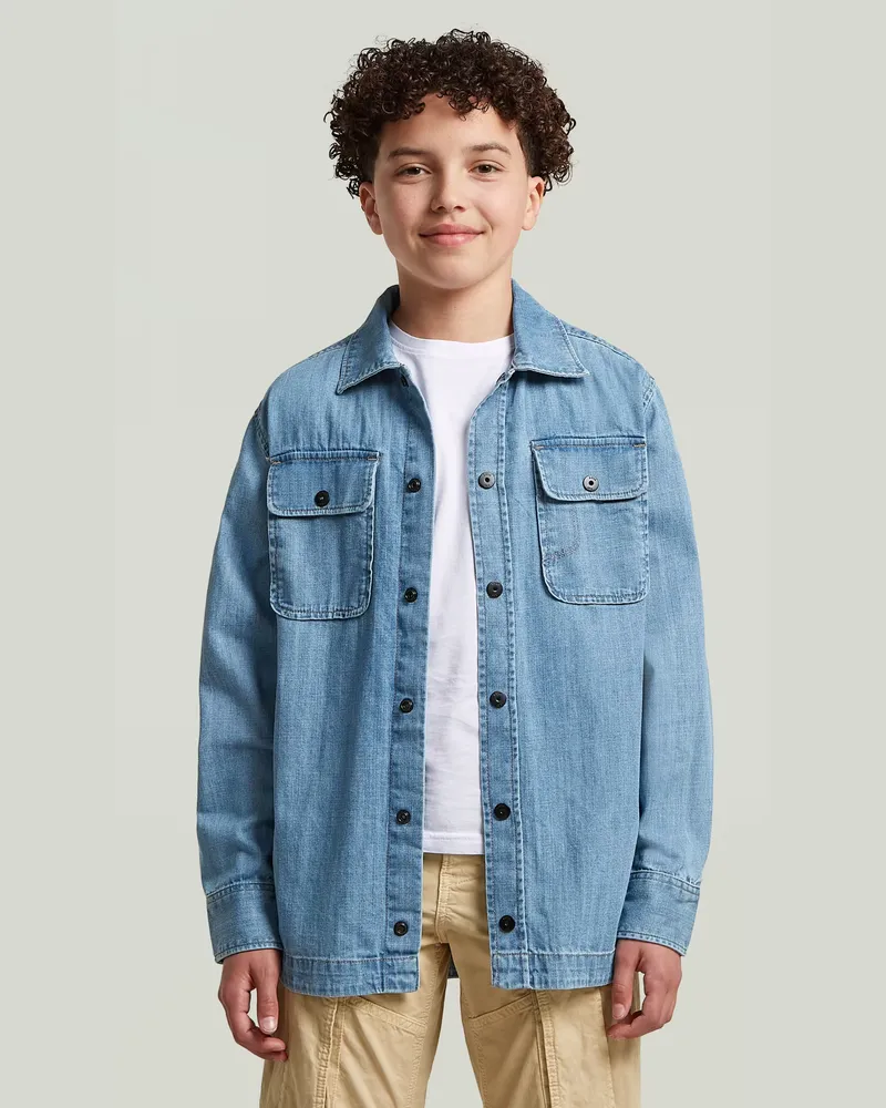 G-STAR RAW Boys GPO Overshirt - Hellblau - jungen Hellblau