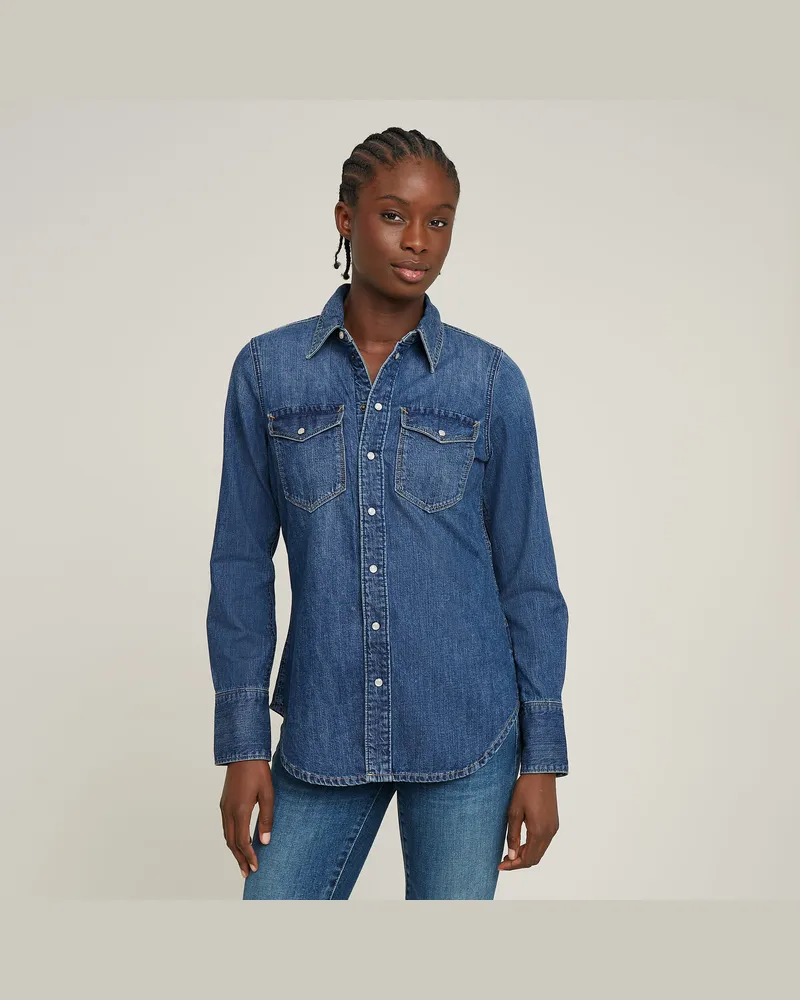 G-STAR RAW Slim Western Hemd - Mittelblau - Damen Mittelblau
