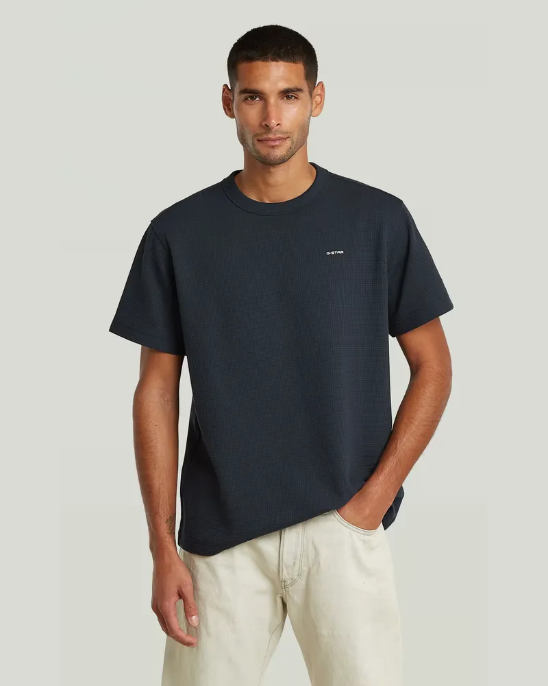 G-STAR RAW Waffle True Regular T-Shirt - Dunkelblau - Herren Dunkelblau