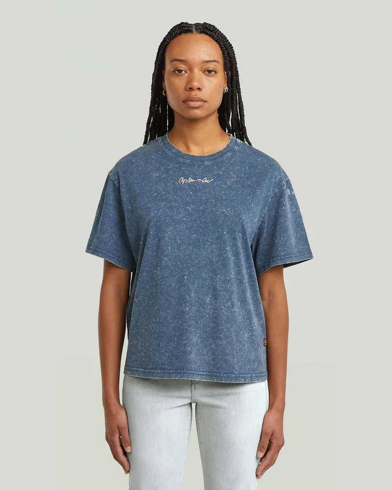 G-STAR RAW Washed G-Script T-Shirt - Mittelblau - Damen Mittelblau
