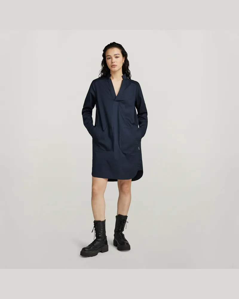 G-STAR RAW Millery V-Neck Shirt Kleid - Dunkelblau - Damen Dunkelblau