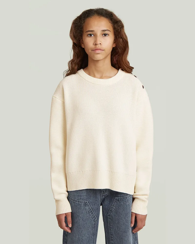 G-STAR RAW Girls Fisherman Crop Knit Cardigan - Weiß - mädchen Weiß