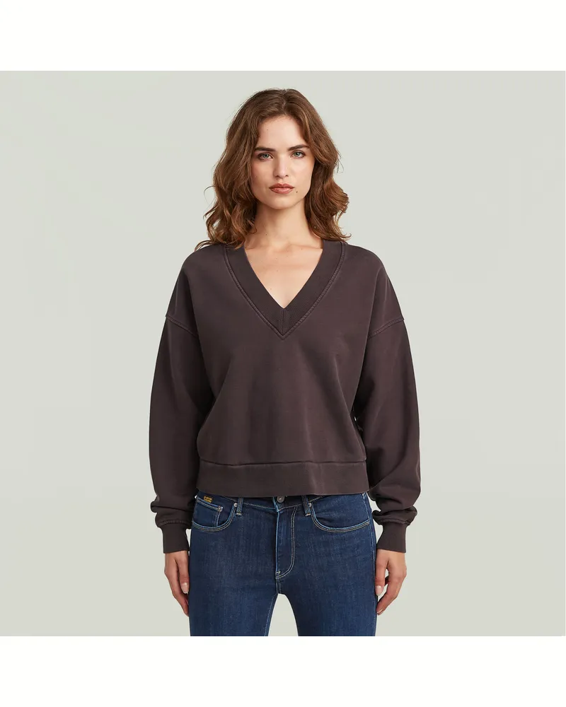 G-STAR RAW Washed Loose V Sweater - Braun - Damen Braun