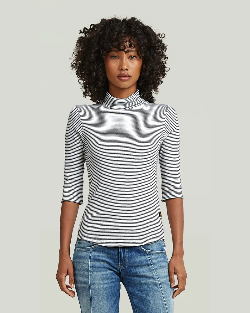 G-STAR RAW Striped Slim Mock T-Shirt - Mehrfarbig - Damen Mehrfarbig