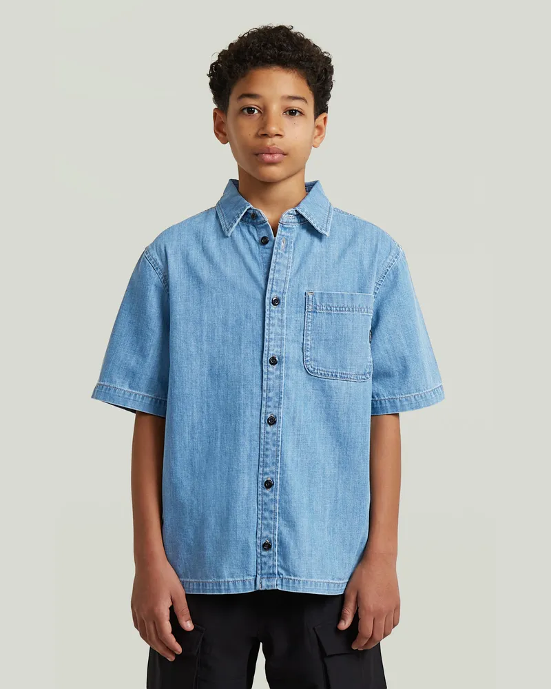 G-STAR RAW Boys Alvi Hemd - Hellblau - jungen Hellblau