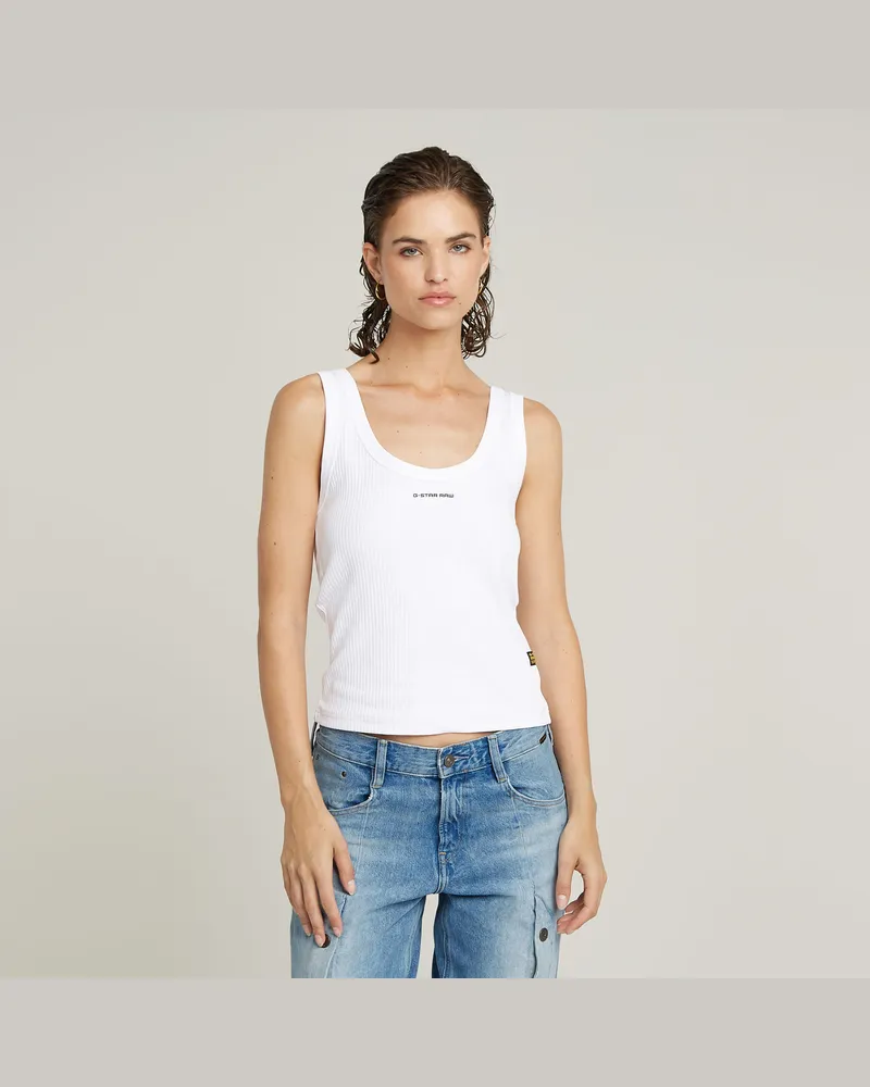 G-STAR RAW Slim Rib Tanktop - Weiß - Damen Weiß