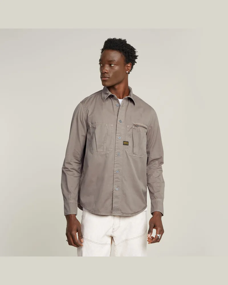 G-STAR RAW Pleated Zip Regular Hemd - Grau - Herren Grau