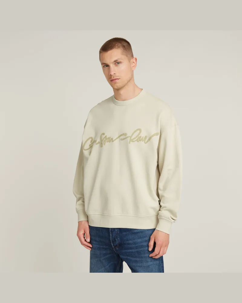 G-STAR RAW Chenille G-Script Loose Sweatshirt - Weiß - Herren Weiß