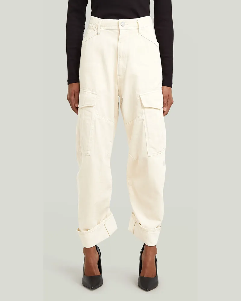 G-STAR RAW Cargo 3D Boyfriend Hose - Weiß - Damen Weiß