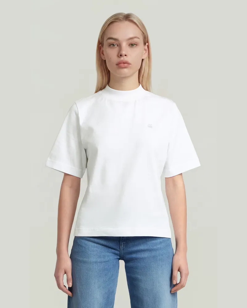 G-STAR RAW Logo Mock T-Shirt - Weiß - Damen Weiß