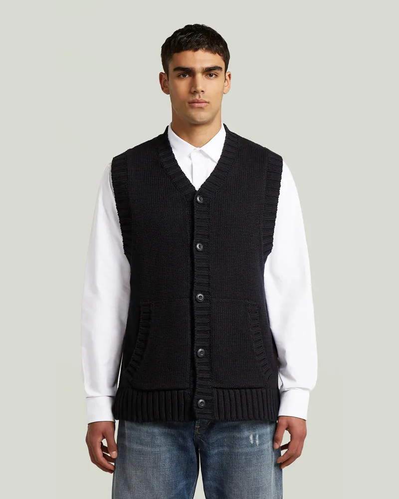 G-STAR RAW Heavy Vest Knit - Schwarz - Herren Schwarz