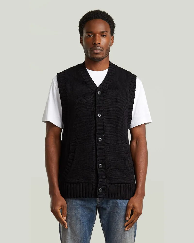 G-STAR RAW Heavy Vest Knit - Schwarz - Herren Schwarz