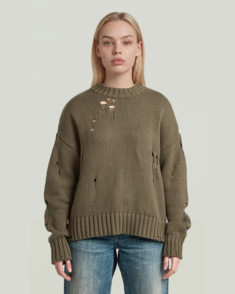 G-STAR RAW Drop Needle Loose Knit Pullover - Braun - Damen Braun