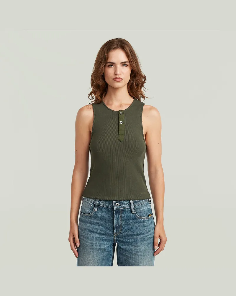 G-STAR RAW Slim Henley Tank T-Shirt - Grau - Damen Grau