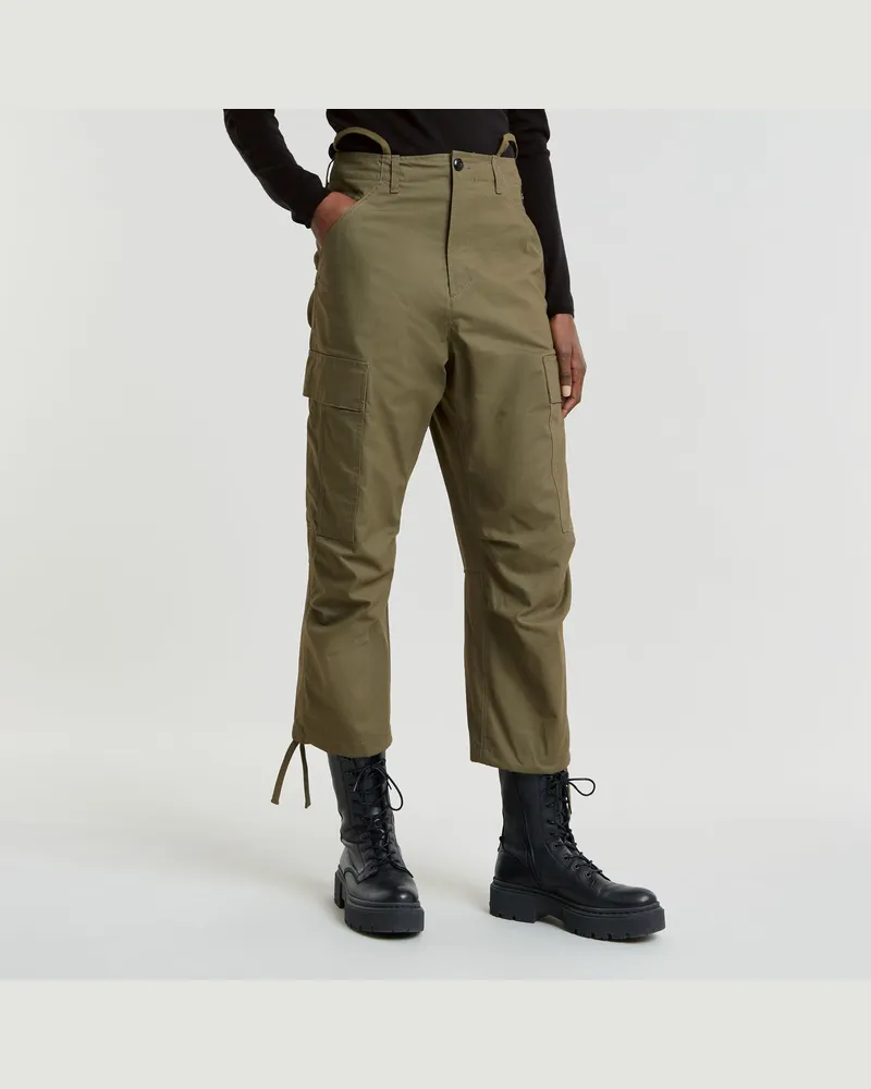 G-STAR RAW Cargo Cropped Drawcord Hose - Grün - Damen Grün
