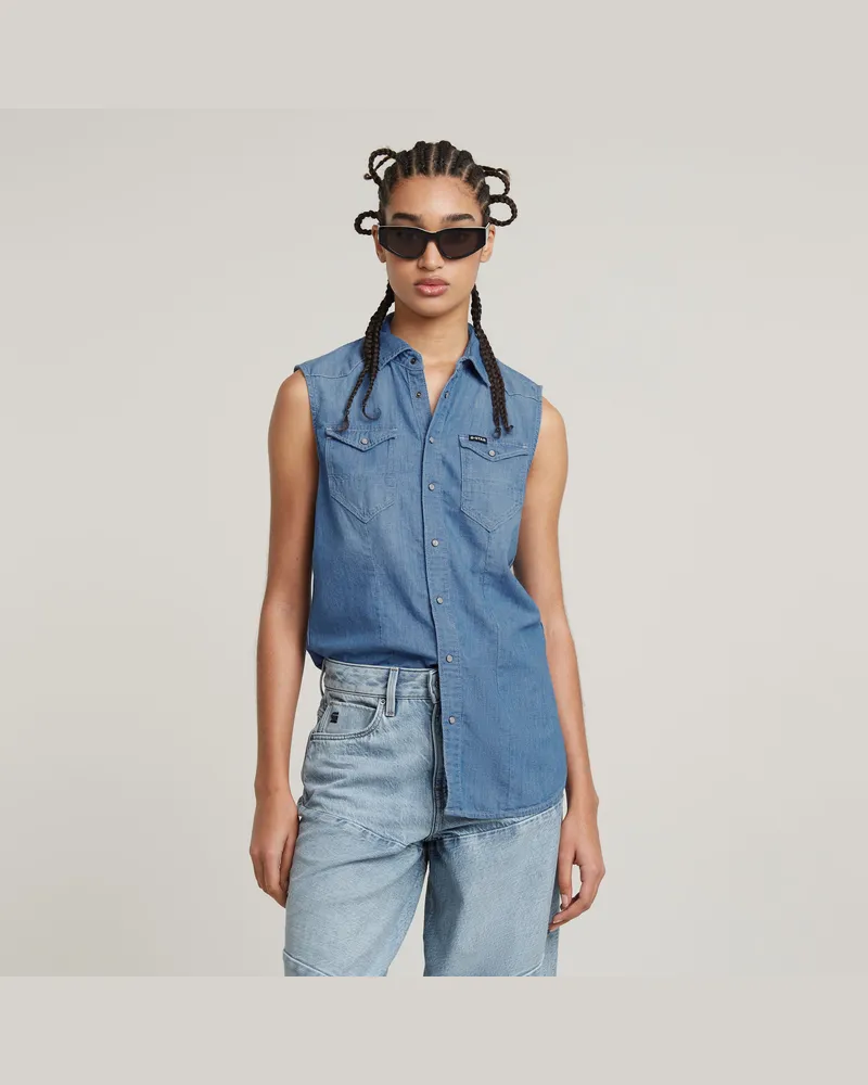 G-STAR RAW Tacoma Straight Hemd - Mittelblau - Damen Mittelblau