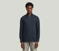 Bomber Collar Zip Overshirt - Dunkelblau - Herren