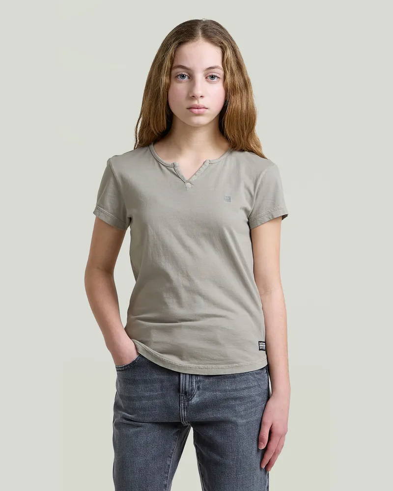 G-STAR RAW Girls Micro Placket Slim T-Shirt - Grau - mädchen Grau