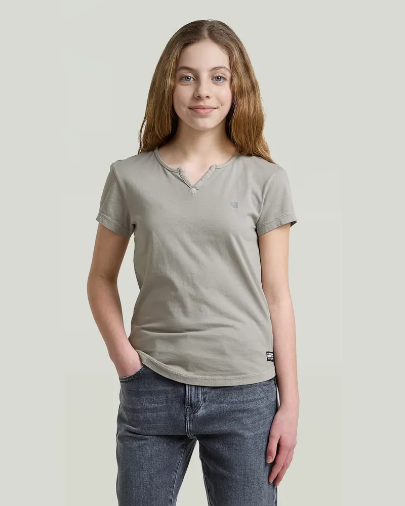 G-STAR RAW Girls Micro Placket Slim T-Shirt - Grau - mädchen Grau