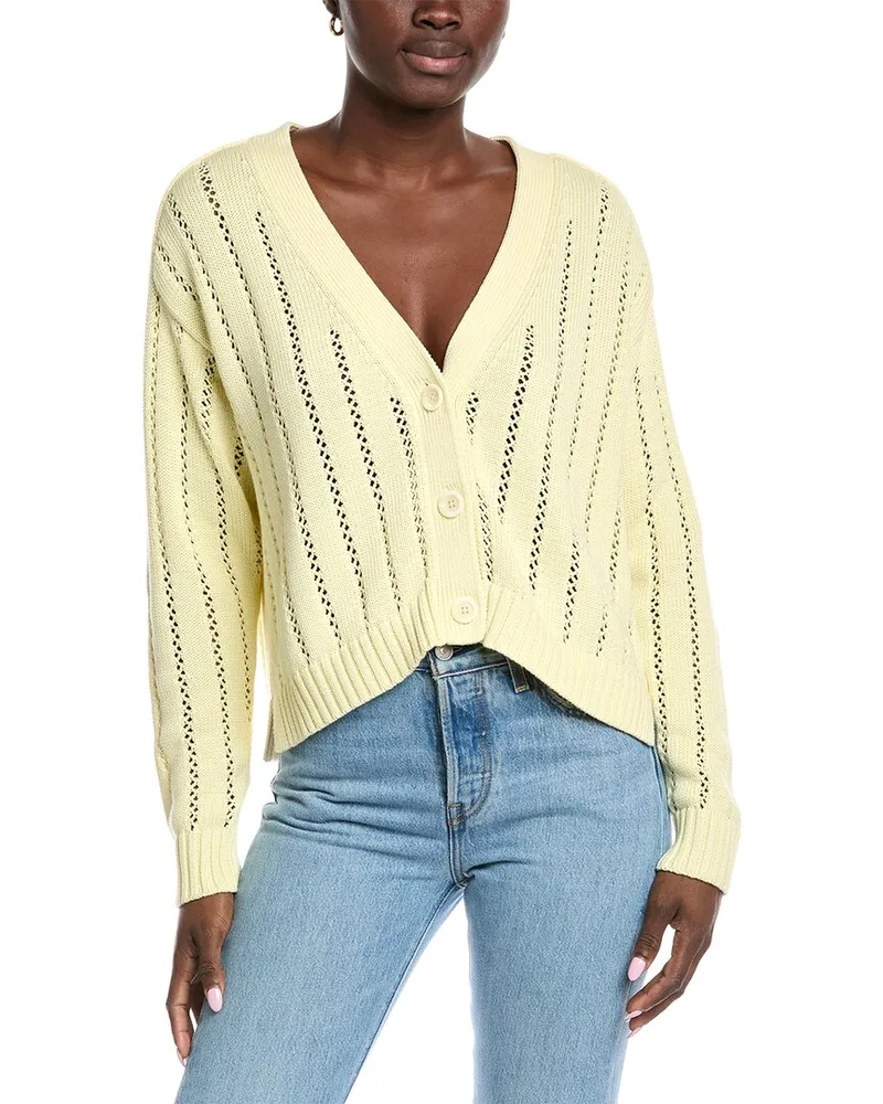 Autumn Cashmere Cotton by  Cropped V-Neck Cardigan Yellow