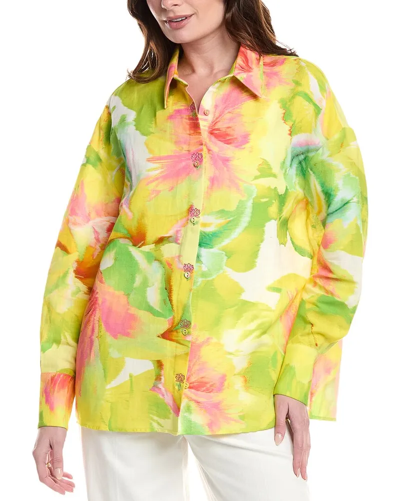 Hemant & Nandita Oversized Linen-Blend Shirt Yellow