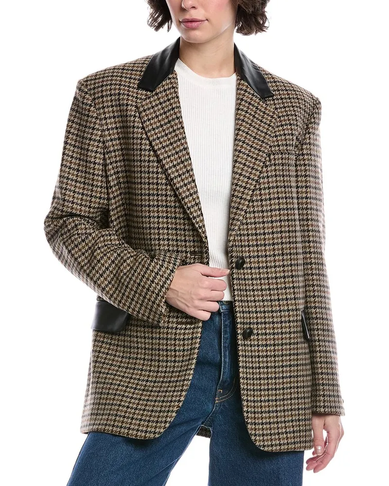 Rag & Bone Lainey Italian Houndstooth Wool Blazer Brown