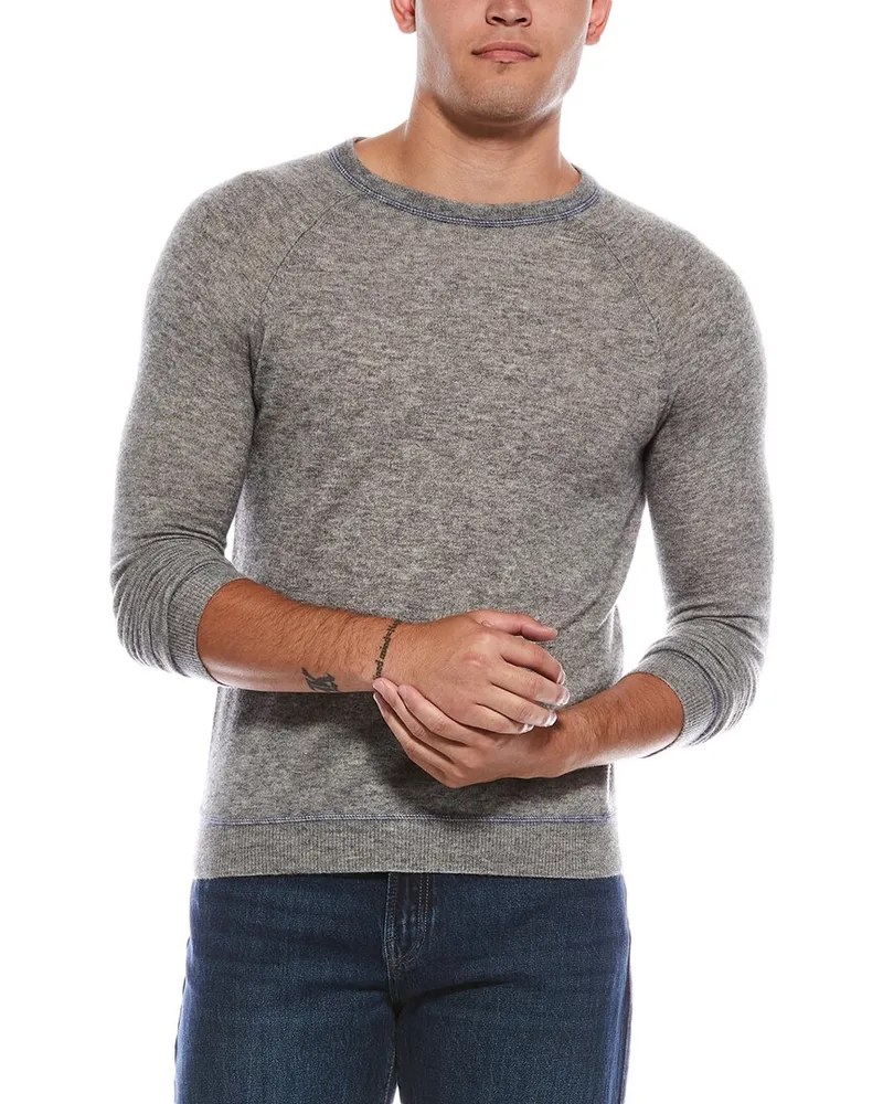 Autumn Cashmere Silk & Cashmere-Blend Crewneck Sweater Gray