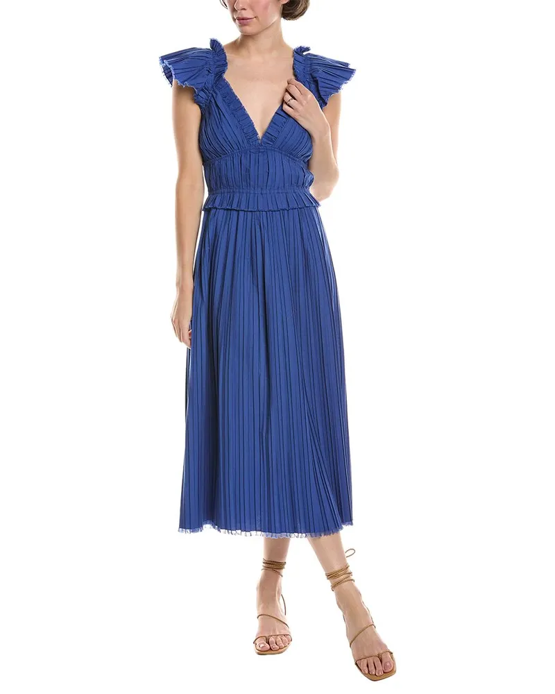 Sea Grier Pleated Midi Dress Blue