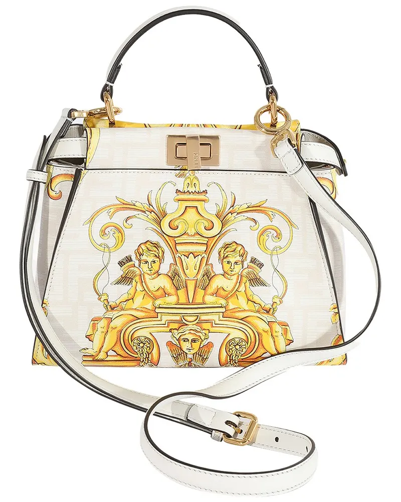 Fendi Gold & White Leather x Versace Fendace FF Motif Mini Peekaboo (Authentic  Pre-Loved Nocolor