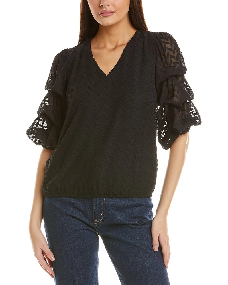 Vince Camuto V Neck Bubble Sleeve Top Nocolor