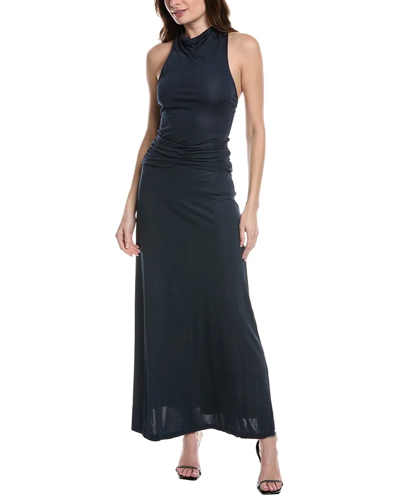 Solid and Striped Midi Dress Blue