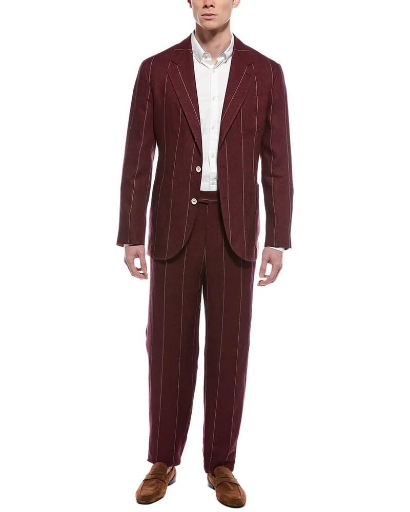 Brunello Cucinelli Linen Suit with Pleated Pant Nocolor