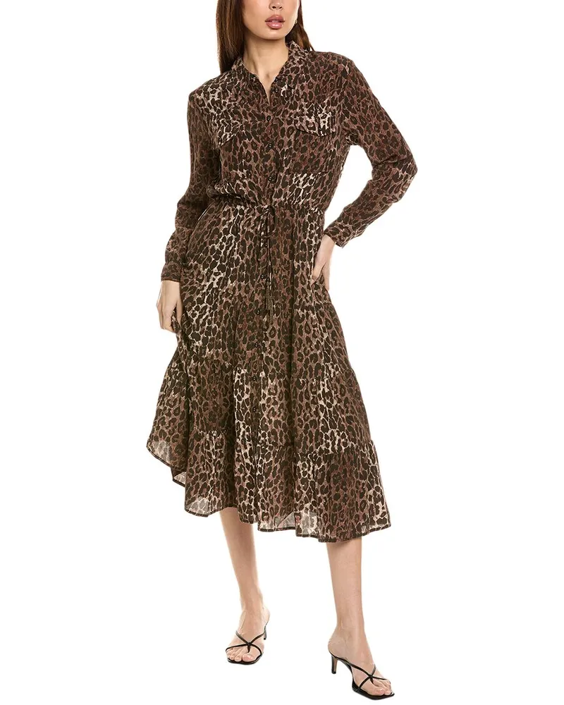 Johnny Was Petite Western Tier Midi Dress Brown