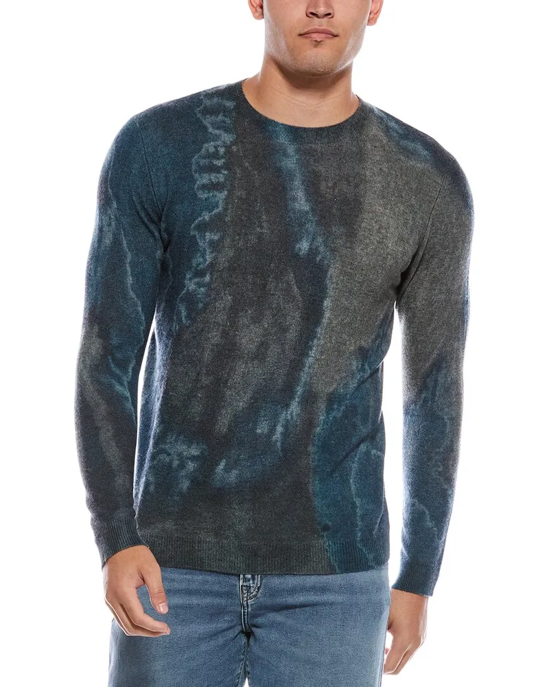 Autumn Cashmere Scorched Print Cashmere Crewneck Sweater Blue