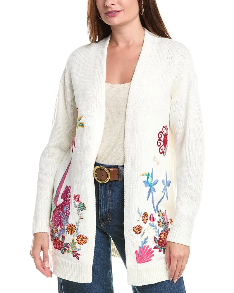 Johnny Was The Side Slit Cardigan White