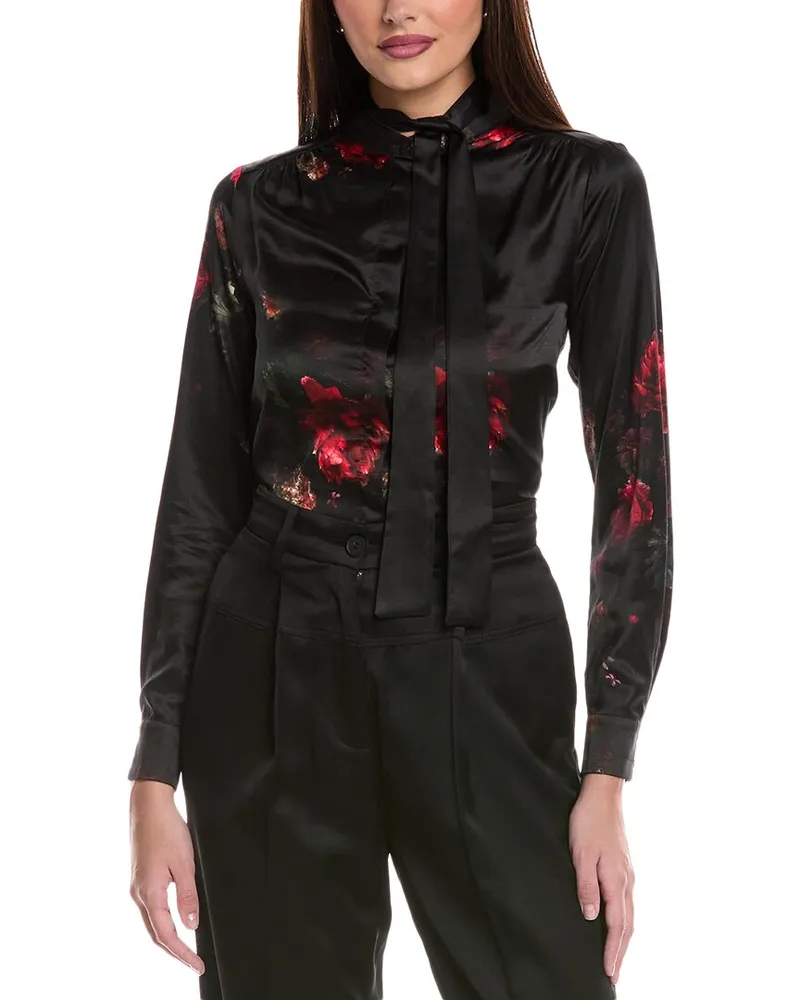 AllSaints Toni Silk-Blend Shirt Black