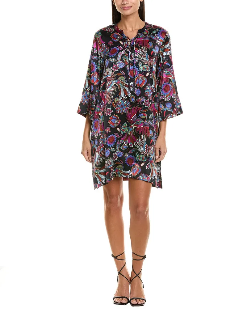Johnny Was Silk Shift Dress Black