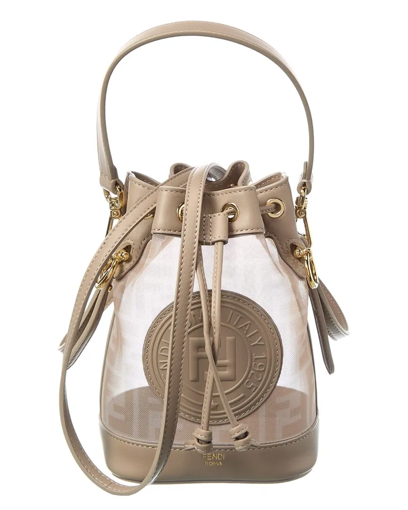 Fendi Mon Tresor Mini FF Mesh & Leather Bucket Bag Nocolor