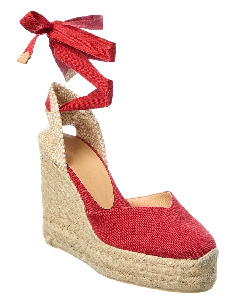 Castañer Carina Canvas Wedge Sandal Red