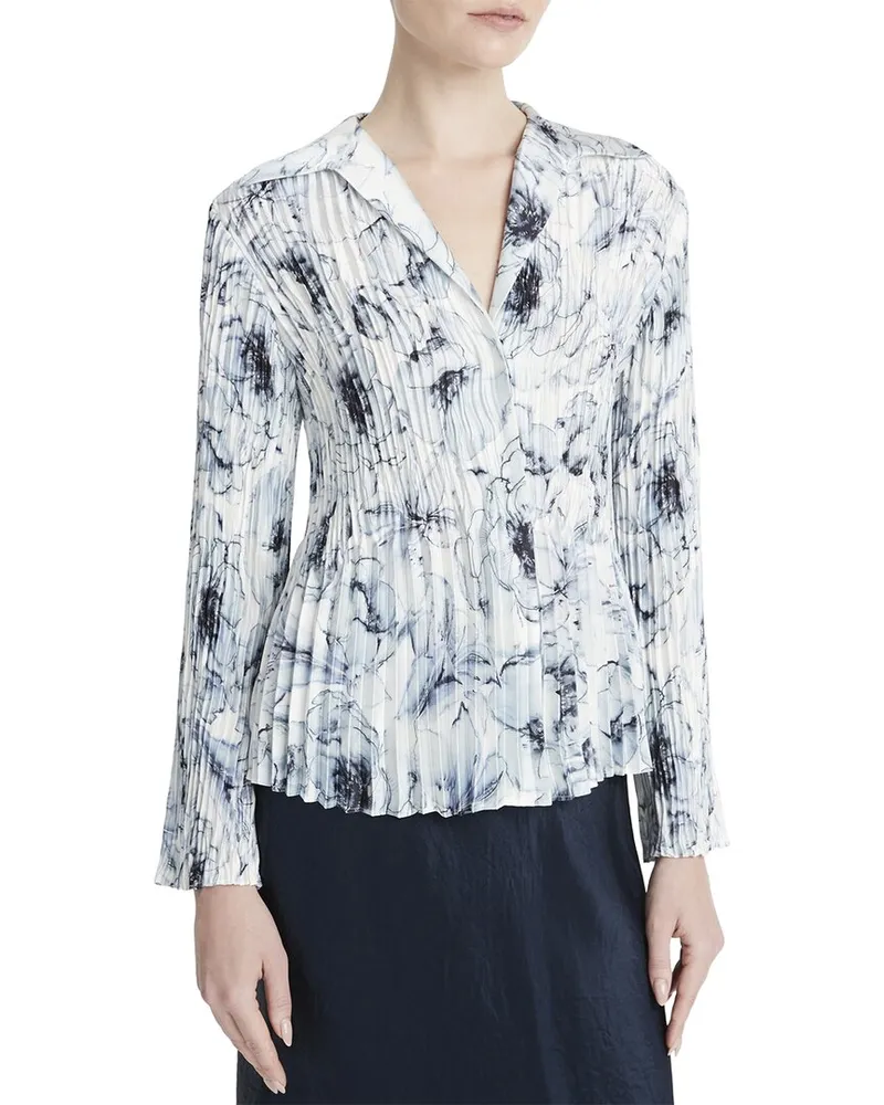 Vince Washed Lily Pleated Blouse Nocolor