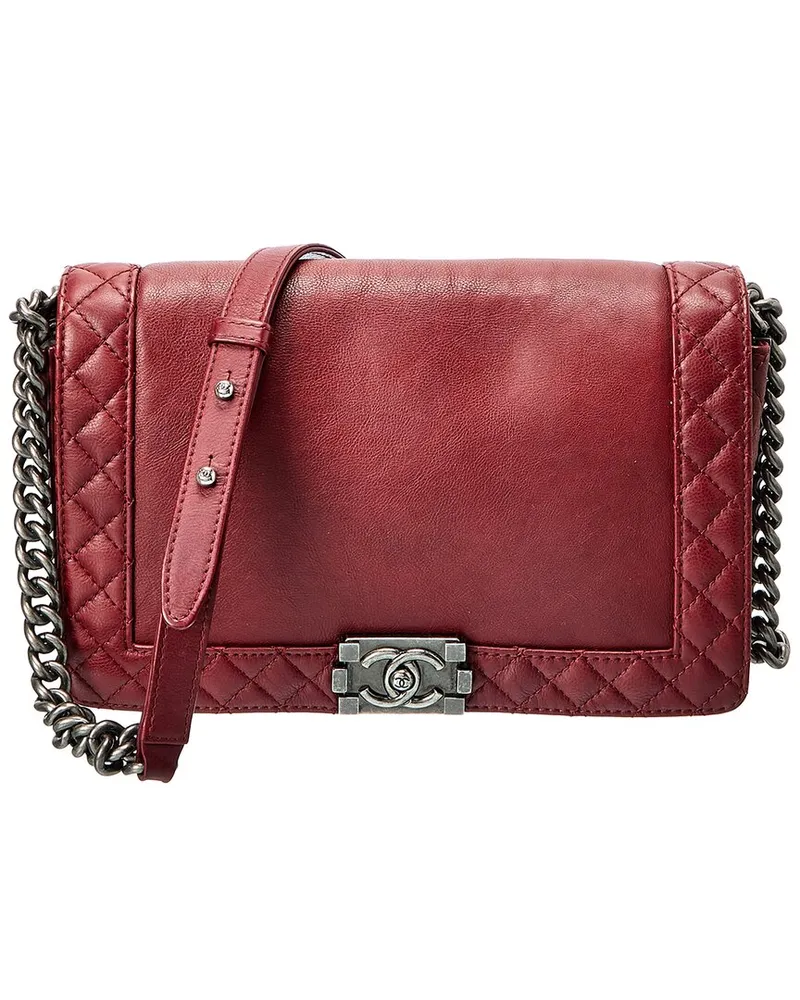 Chanel Brick Red Leather Medium Boy Reverso (Authentic Pre-Loved Nocolor