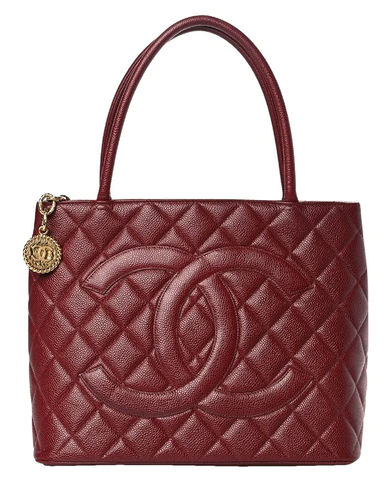 Chanel Bordeaux Caviar Leather Medallion Tote GHW Tote Bag (Authentic Pre-  Loved Red