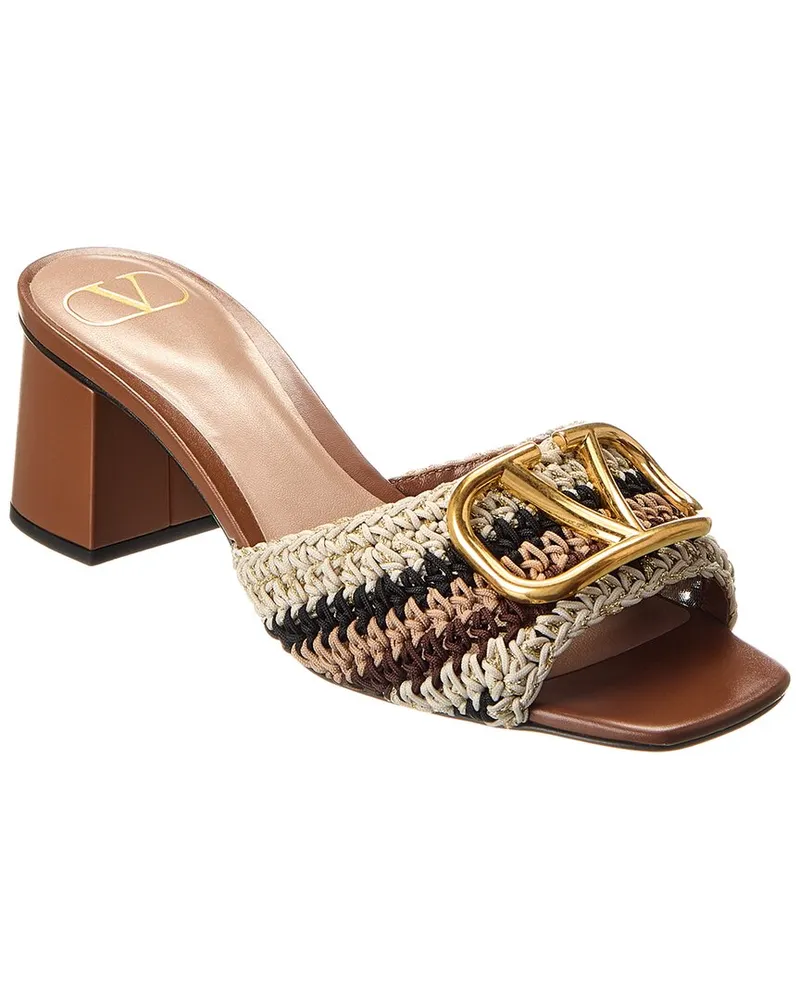 Valentino Garavani VLogo Signature 60 Woven & Leather Sandal Brown