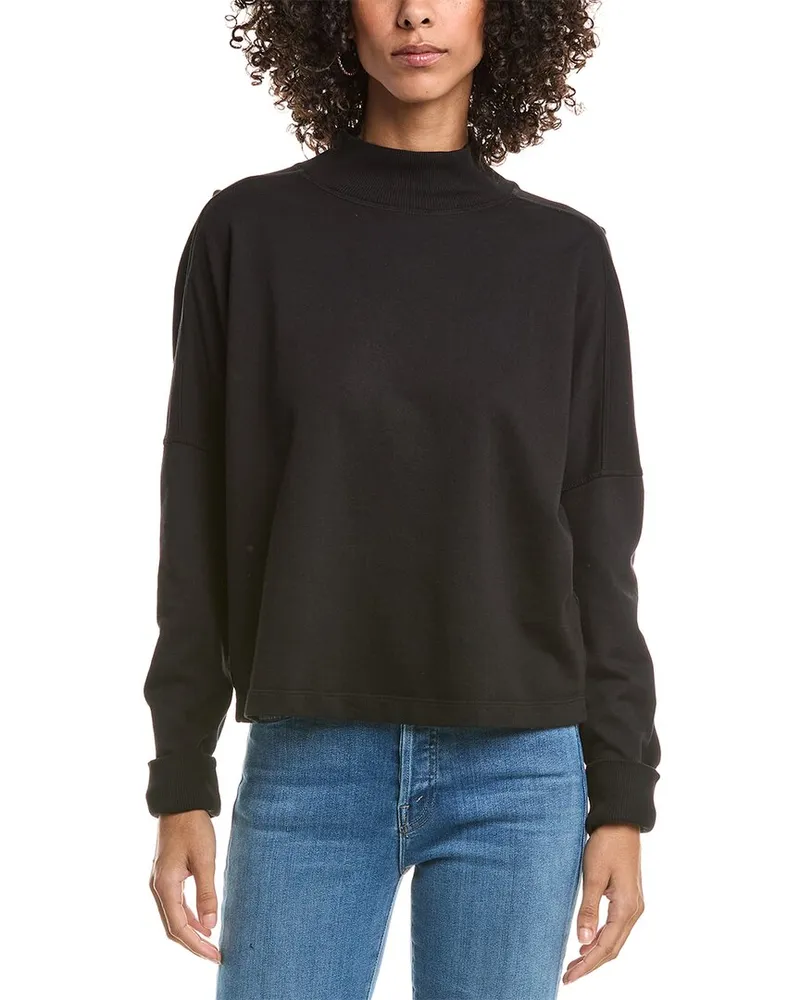 Michael Stars Mila Mock Neck Sweatshirt Black