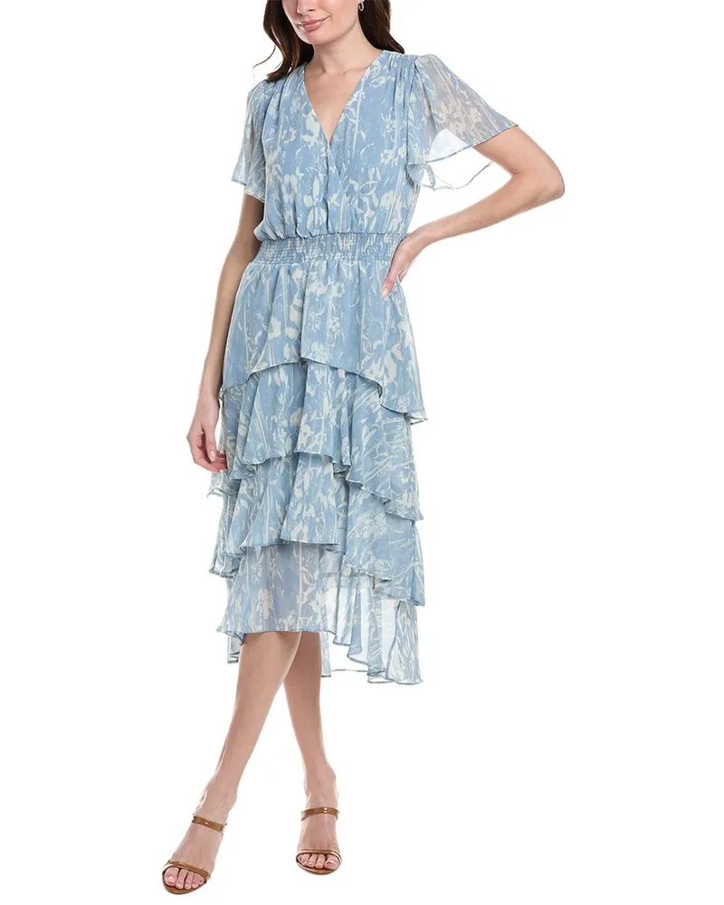 Vince Camuto Tiered Midi Dress Blue
