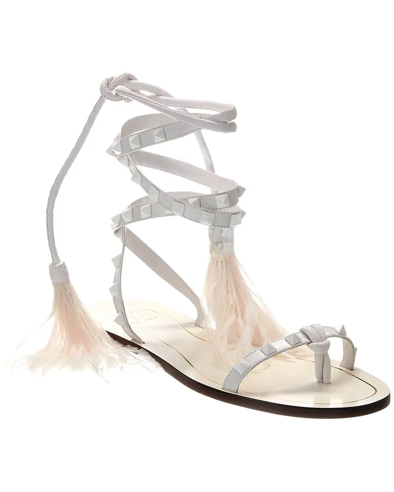 Valentino Garavani Rockstud Leather Sandal White