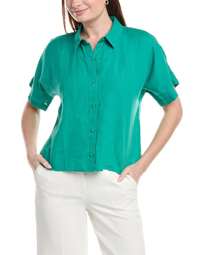 Eileen Fisher Linen Boxy Shirt Green