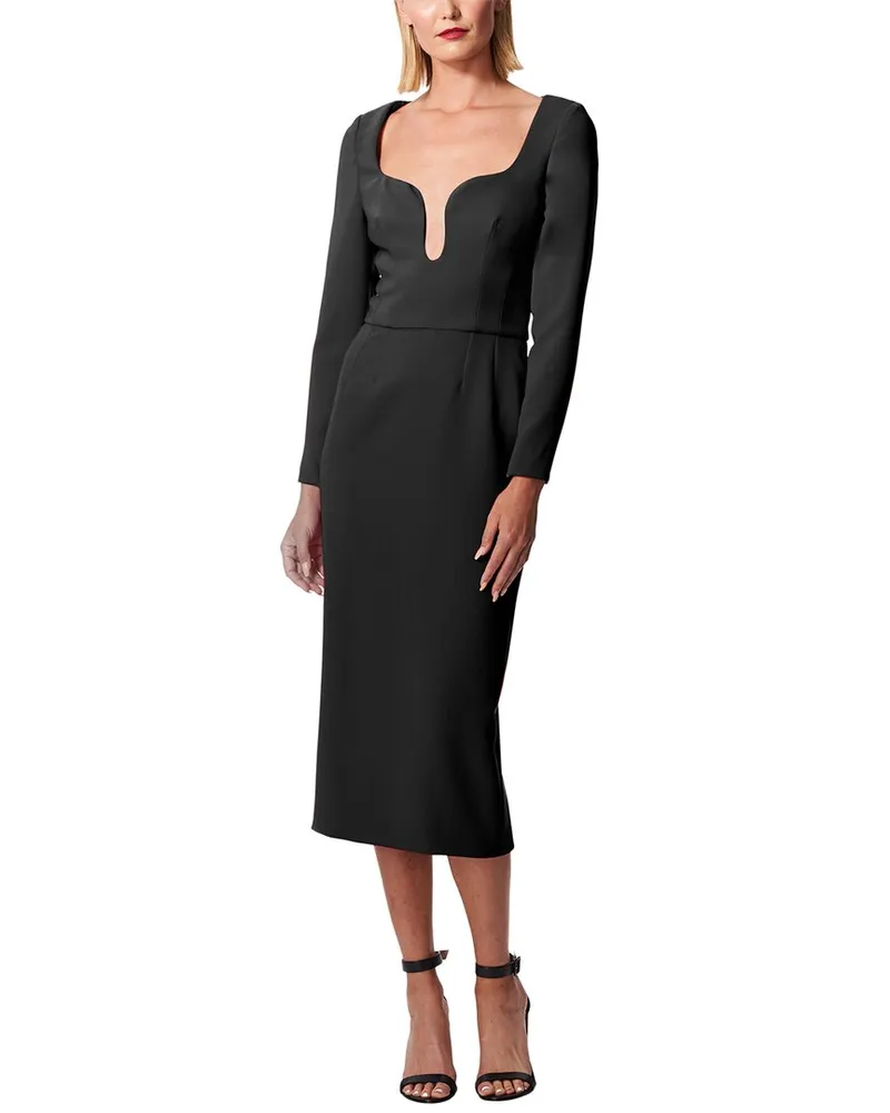 Carolina Herrera New York 3/4-Sleeve U-Neck Midi Dress Nocolor