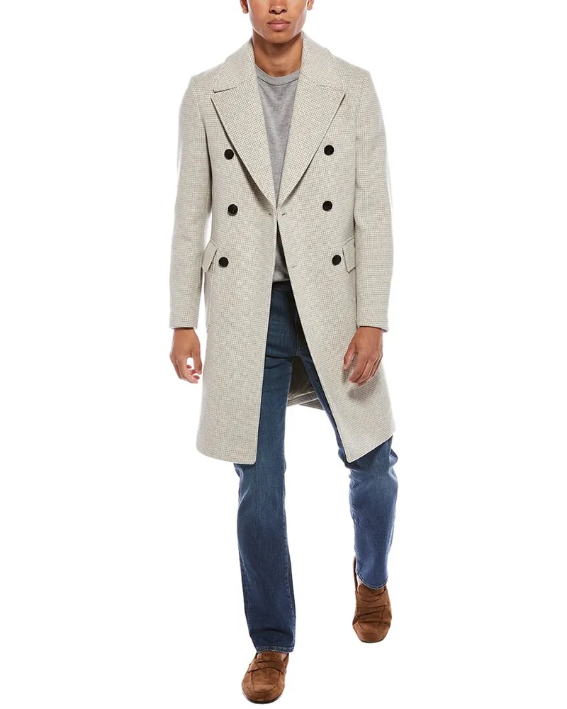 Reiss Review Wool-Blend Overcoat Brown